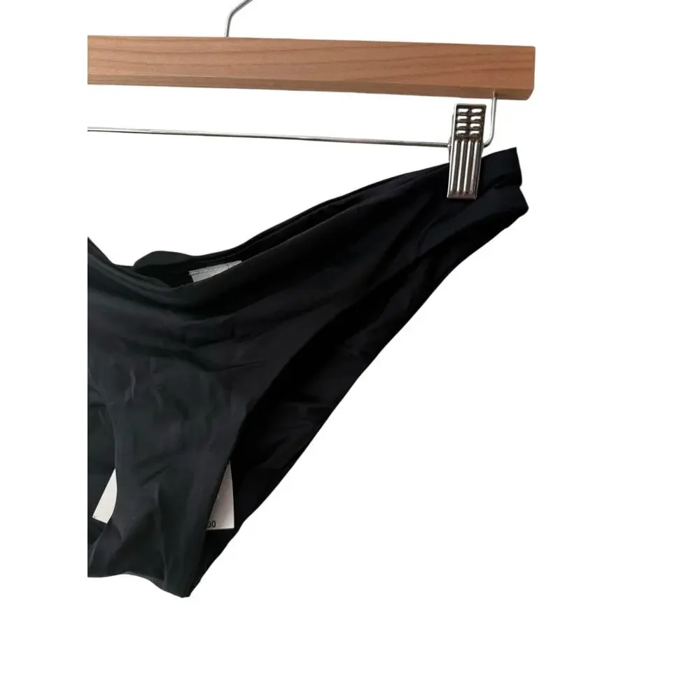 Becca Adela Black Shirred Hipster Bikini Swimsuit Bottoms Size Large